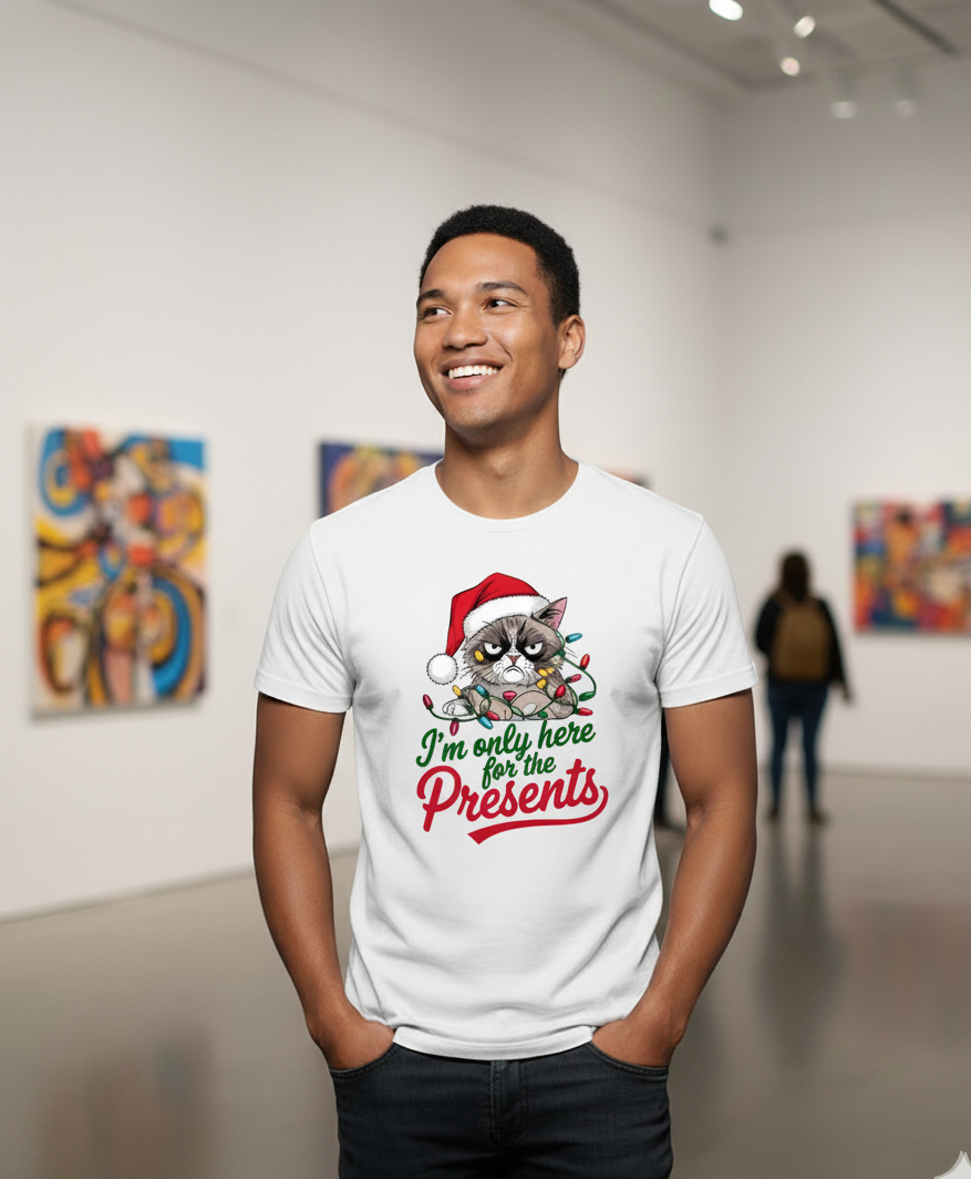 Bella+Canvas 3001 Grumpy Cat Christmas T-Shirt - Funny Holiday Gift Tee
