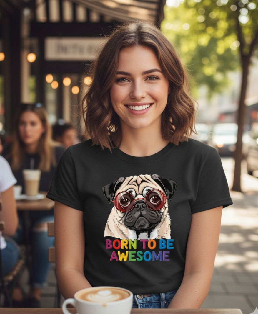 Bella+Canvas 3001 Cute Pug Graphic Tee - Funny Dog Lover T-Shirt