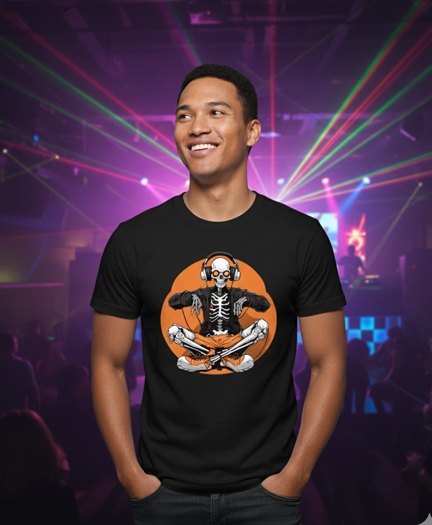Bella+Canvas 3001 Skeleton Vibes T-Shirt - Music Lover Halloween Tee