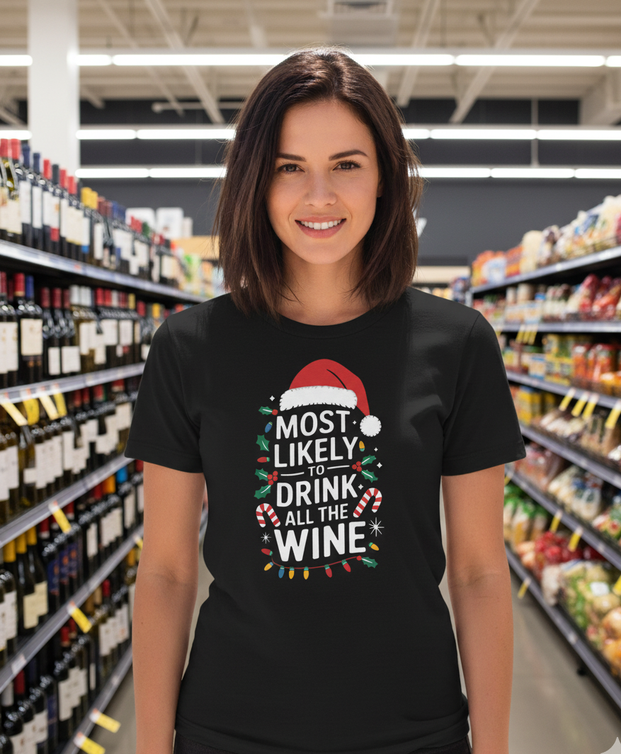 Bella+Canvas 3001 Wine Lover Christmas T-Shirt - Holiday Party Tee