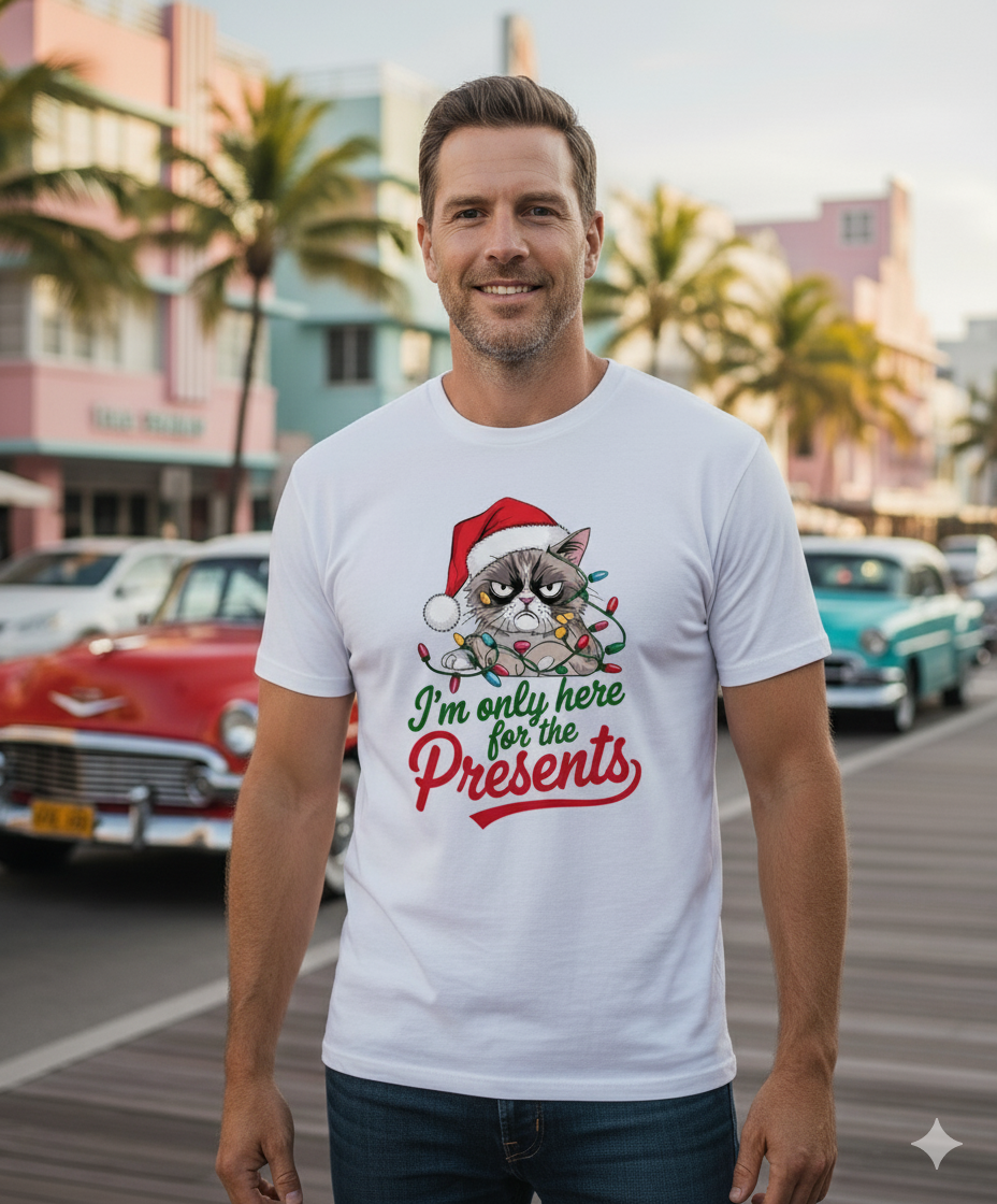 Bella+Canvas 3001 Grumpy Cat Christmas T-Shirt - Funny Holiday Gift Tee