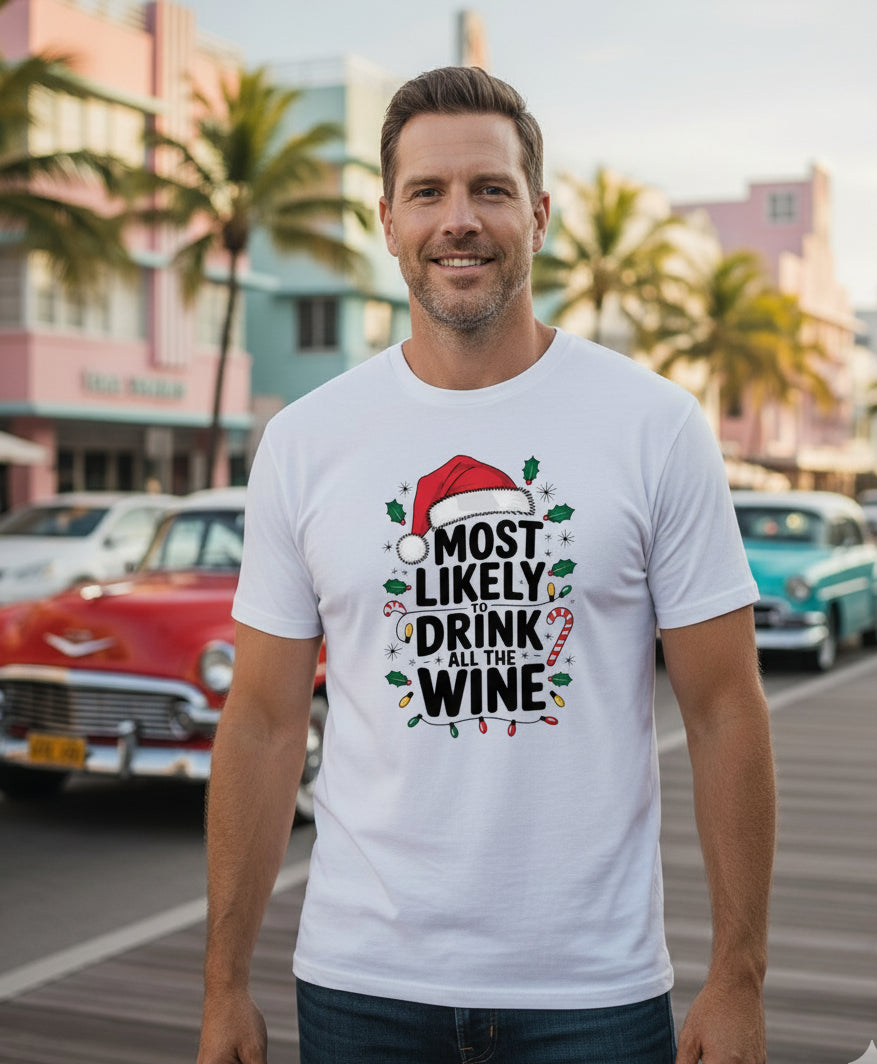 Bella+Canvas 3001 Wine Lover Christmas T-Shirt - Holiday Party Tee