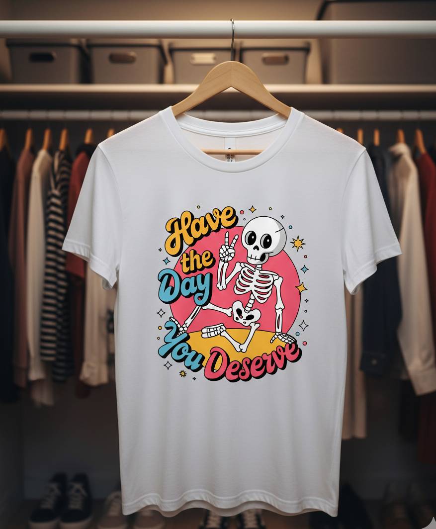 Bella+Canvas 3001 Fun Skeleton Graphic Tee - Halloween T-Shirt