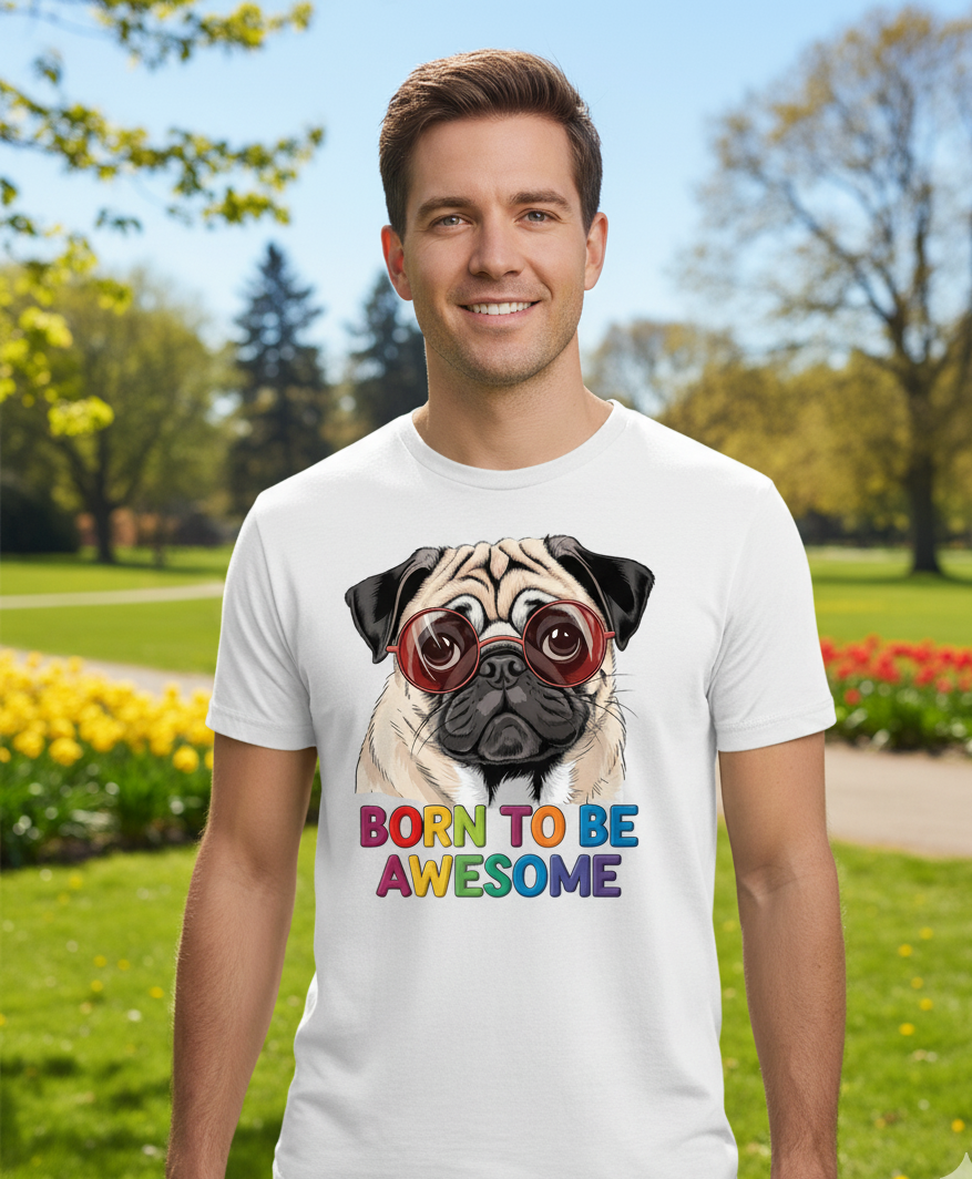 Bella+Canvas 3001 Cute Pug Graphic Tee - Funny Dog Lover T-Shirt