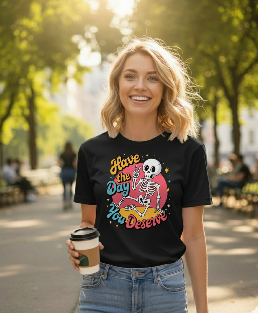 Bella+Canvas 3001 Fun Skeleton Graphic Tee - Halloween T-Shirt