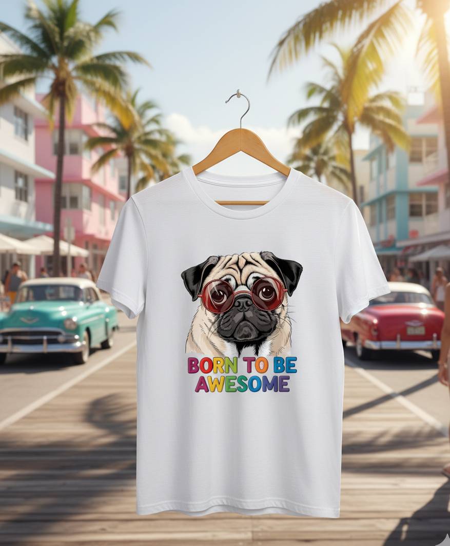Bella+Canvas 3001 Cute Pug Graphic Tee - Funny Dog Lover T-Shirt