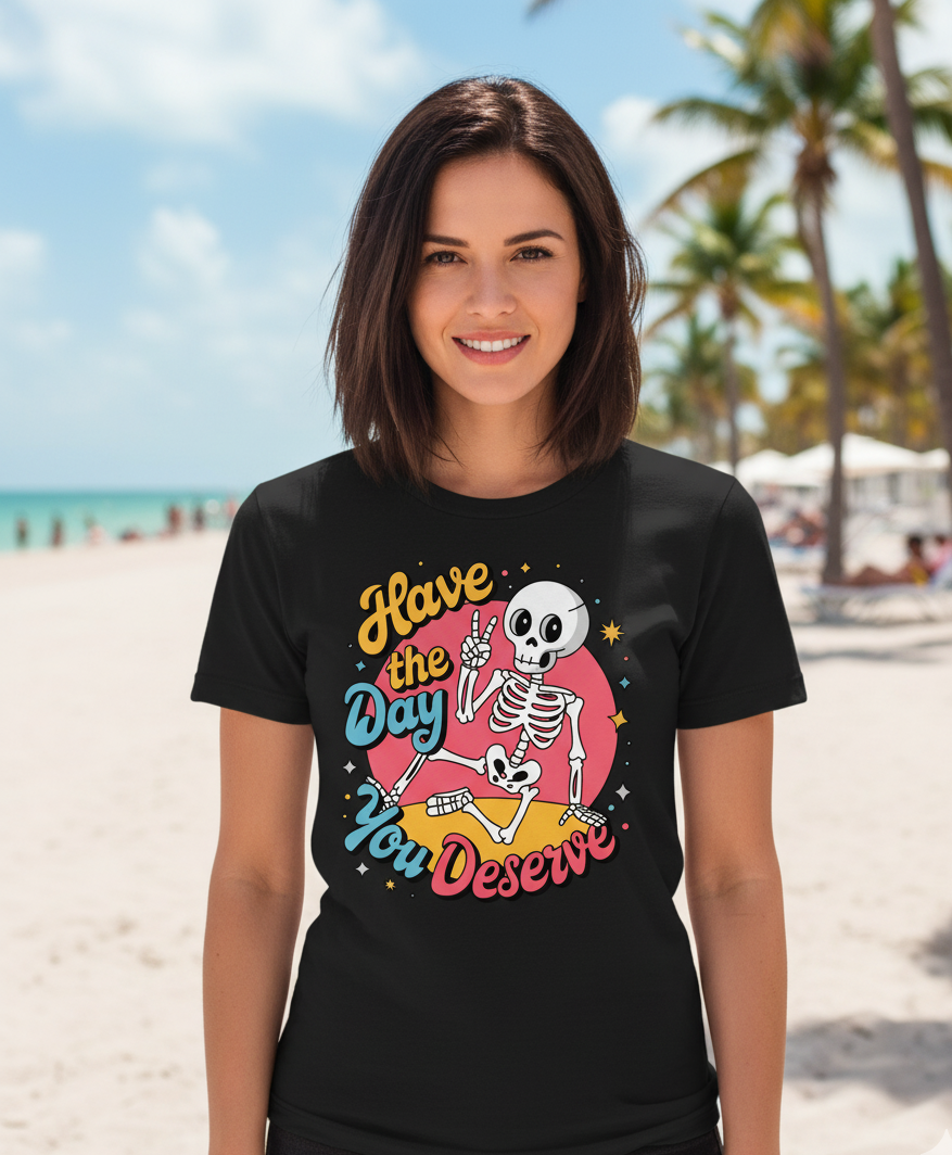 Bella+Canvas 3001 Fun Skeleton Graphic Tee - Halloween T-Shirt