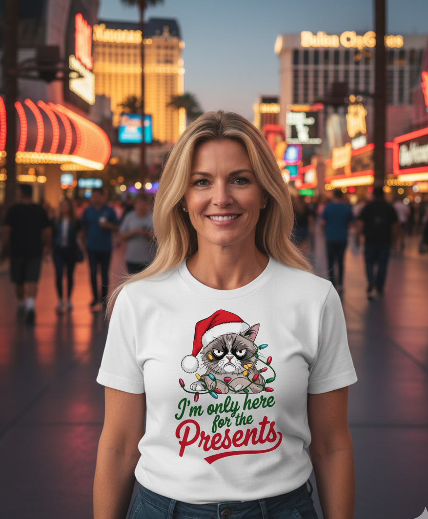 Bella+Canvas 3001 Grumpy Cat Christmas T-Shirt - Funny Holiday Gift Tee