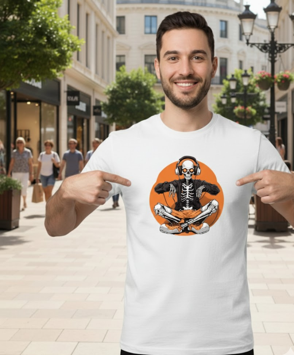 Bella+Canvas 3001 Skeleton Vibes T-Shirt - Music Lover Halloween Tee
